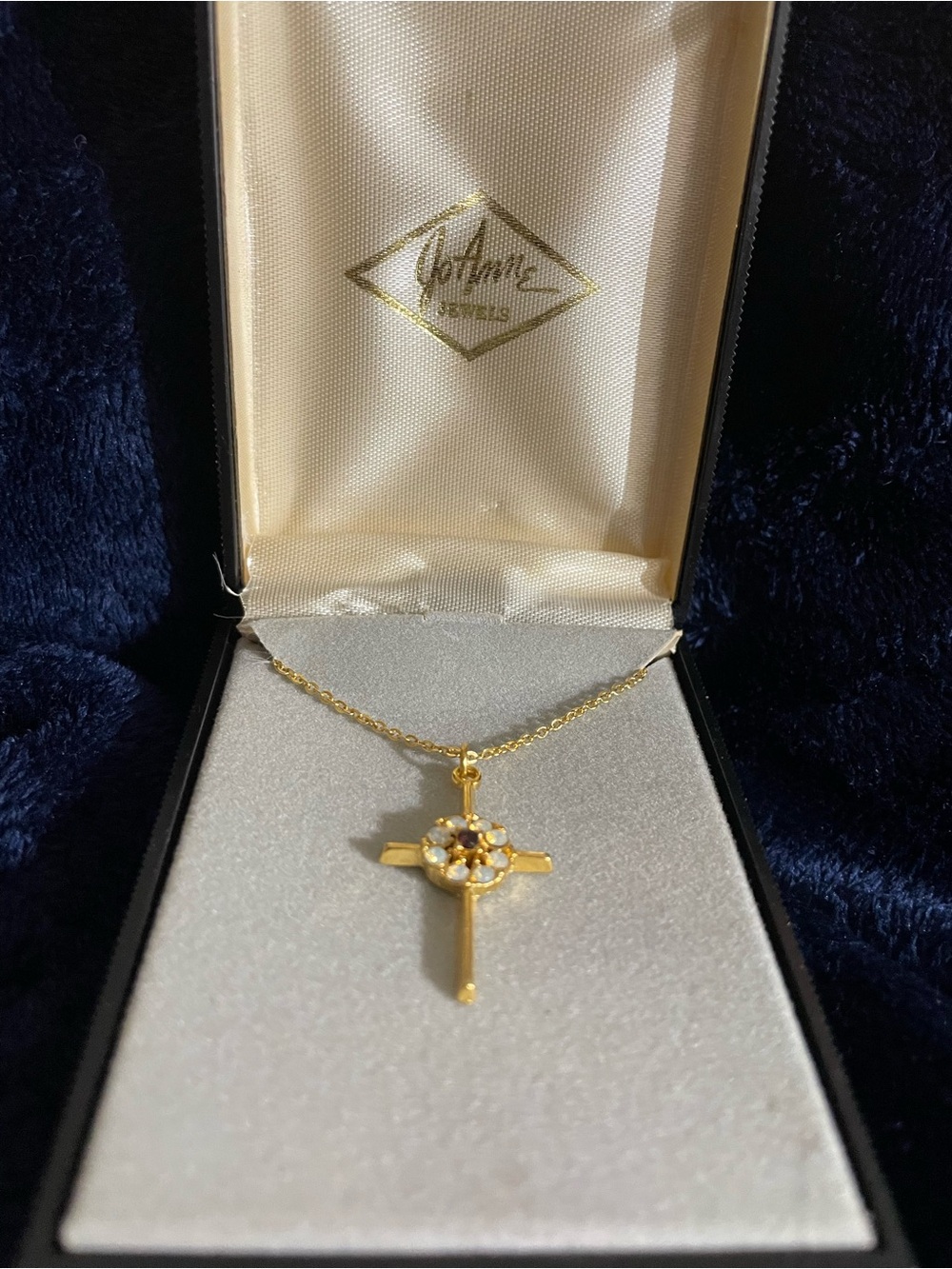 Mid Century JoAnne Jewels Amethyst, and Opal Cross NIB